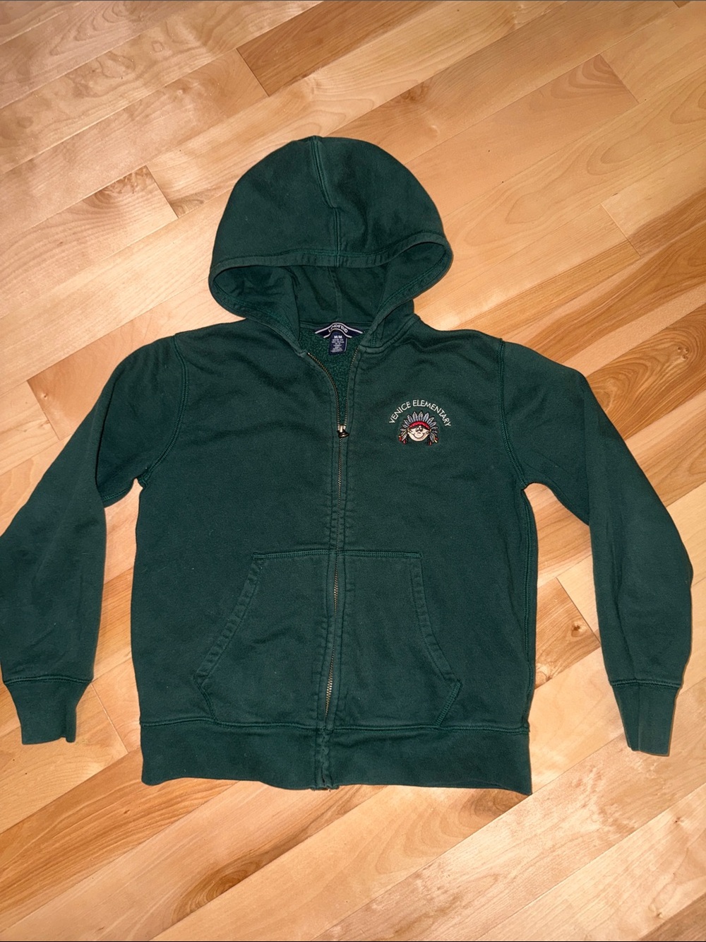 Green Kids Zip-Up Venice El Hoodie Sweatshirt Lands End M EUC